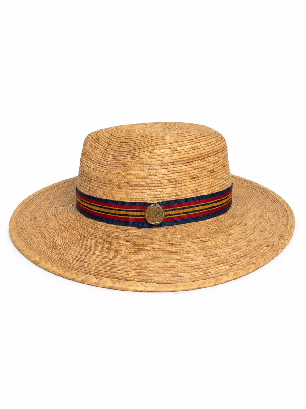Tula Palm Straw Wide Brim Sun Hat Striped Band Made in Mexico Unisex